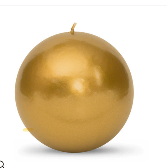 Meloria Lacquered Ball Candle Hand Finished in Gold