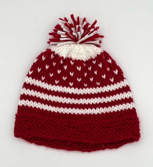 6-12 M Red and White Acrylic Knit Beanie