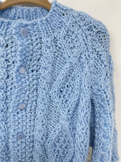 3 Y Light Blue Acrylic Knit Aran Cardigan