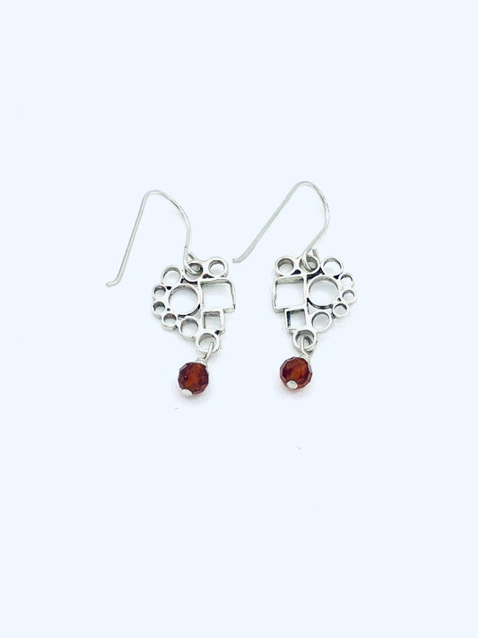 Small Mosaic Hessonite Sterling Earrings