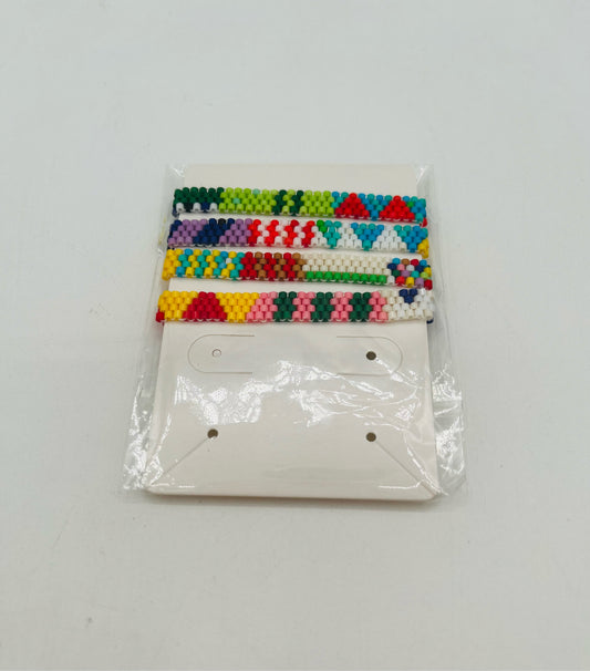 Multi-Colored Seed Bead Flat Wrap Bracelet