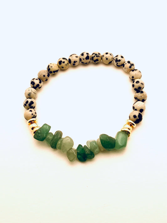 Dalmatian Bracelet with Jasper Natural Stone