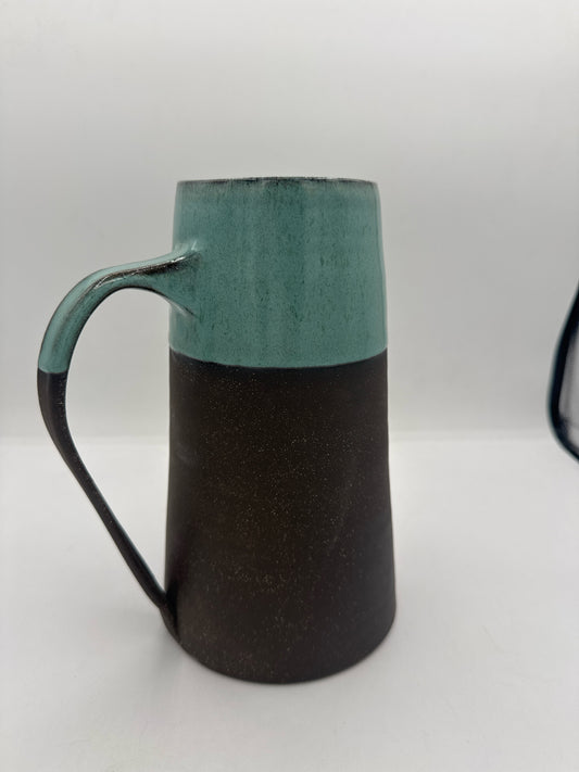Turquoise and Brown Ceramic Pitcher