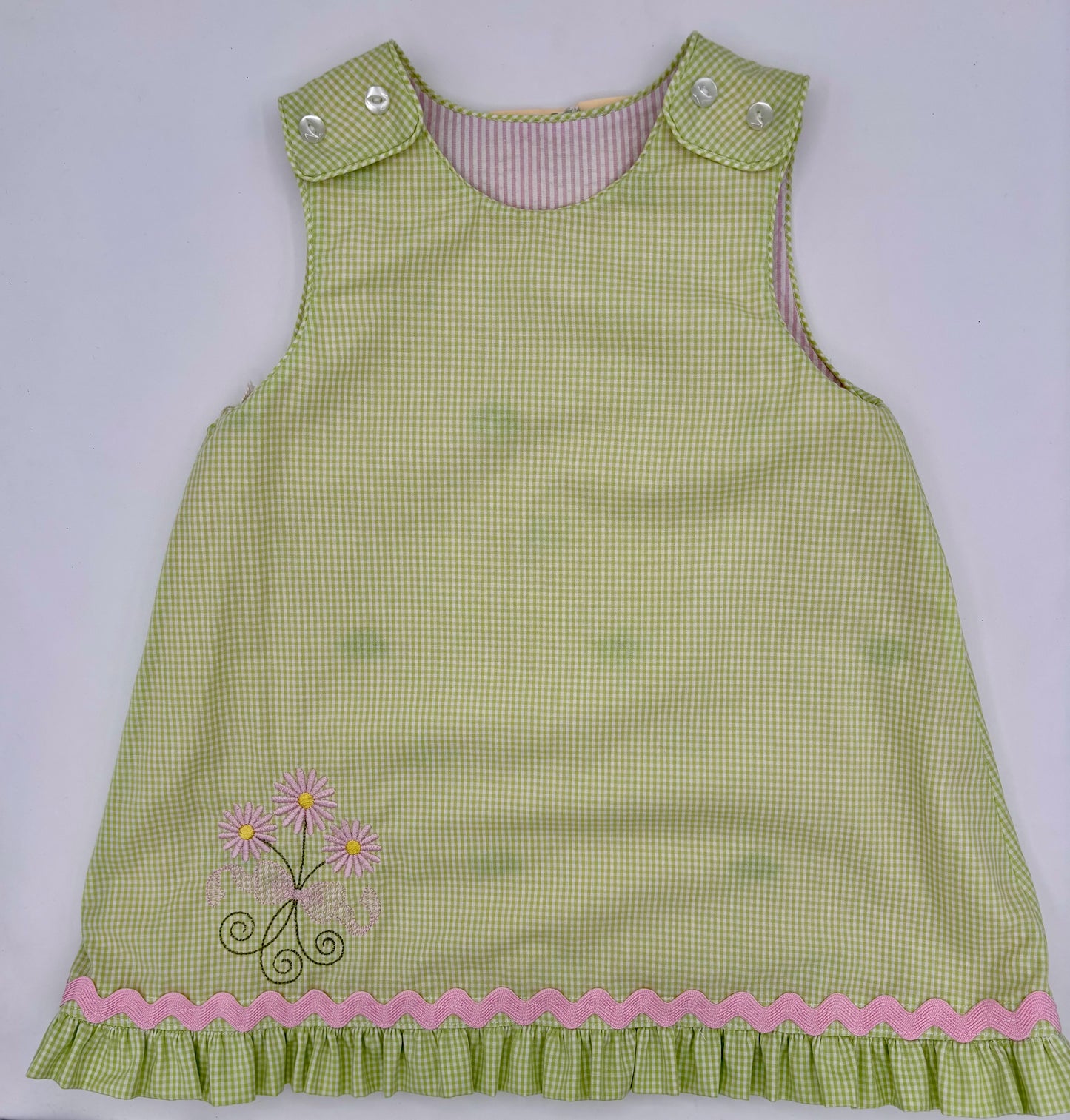 2 Y Dress - Pink/Lime Green Reversable SeerSucker