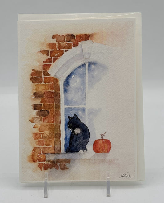 Cat On Window Card