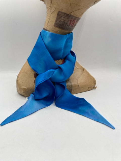 Blue Silk Skinny Scarf