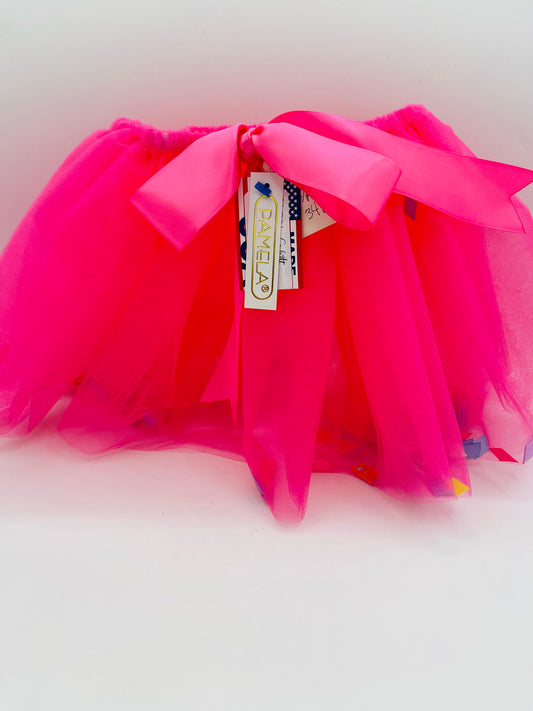 9" Hot Pink and Pastel Ribbon Confetti Tutu