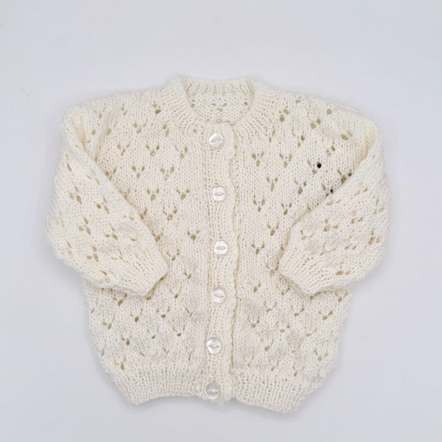 3-6 M White Acrylic Lace Knit Cardigan