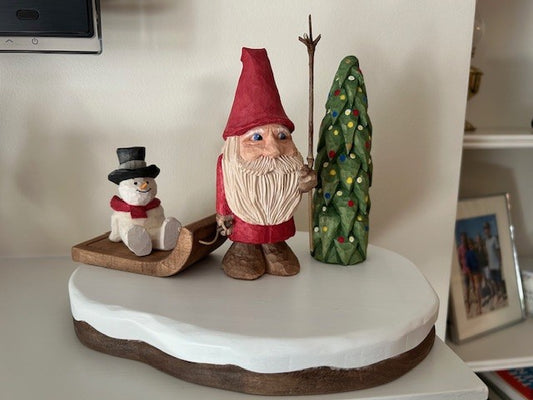 Elf (pulling sled with snowman, tree & snow)