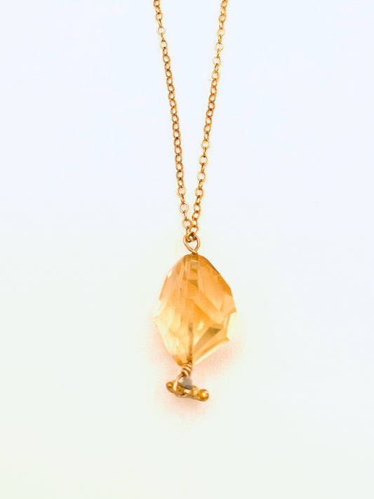 Lemon Quartz Starbust Dangle Necklace