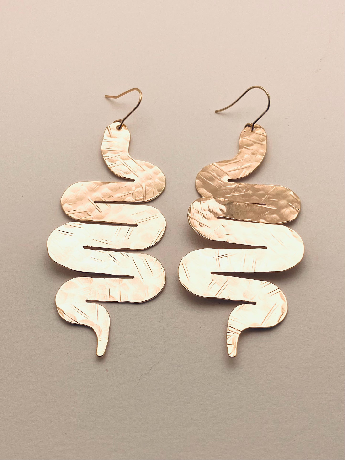 Hand Hammered Snake Earrings