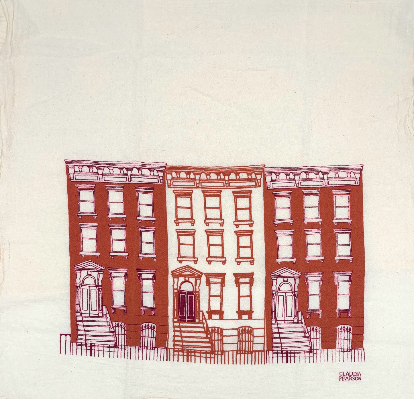 Orange & Red Brownstone Tea Towel