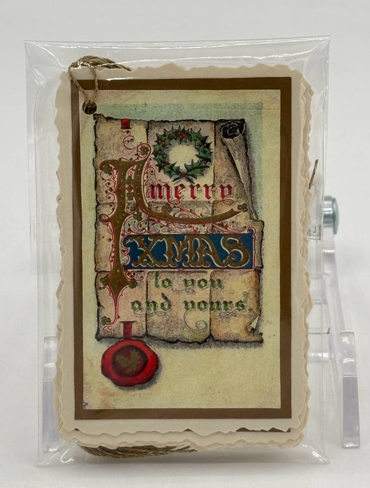 Manuscript With Wreath 10-Pack Christmas Tags