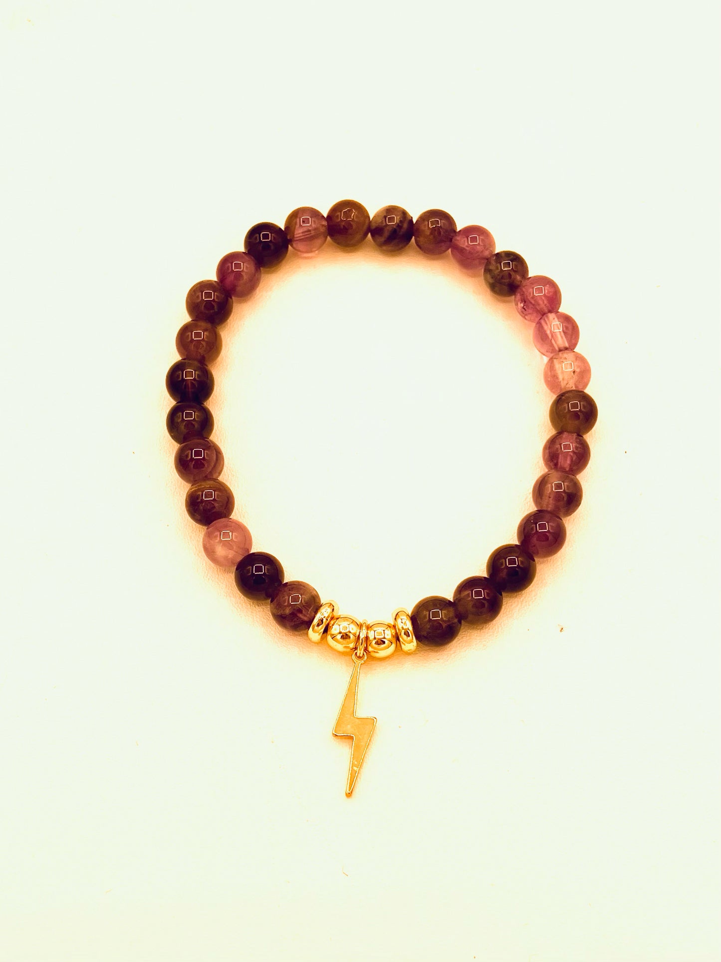 Purple Amethyst with Lightening Bolt Charm Bracelet