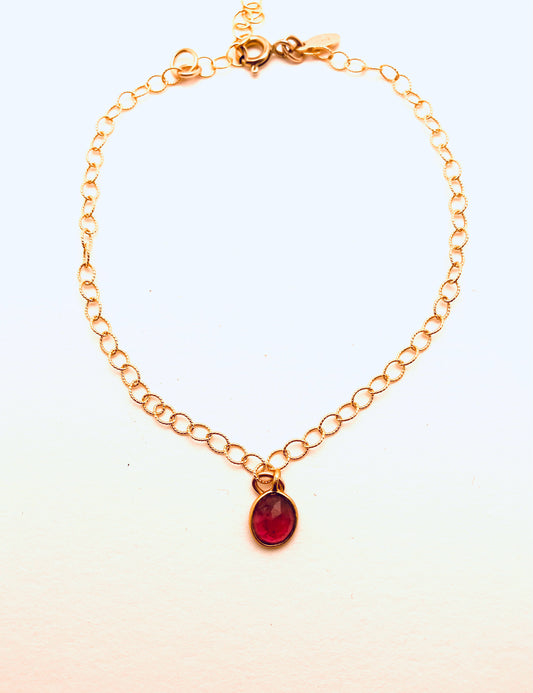 Matt Twisted Gold Fill Chain with Pink Tourmaline Bezel Charm