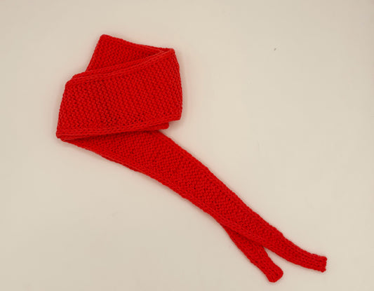 Coral Cotton Blend Knit Skinny Scarf