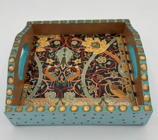 Trinket Tray with William Morris Floral Wallpaper Design