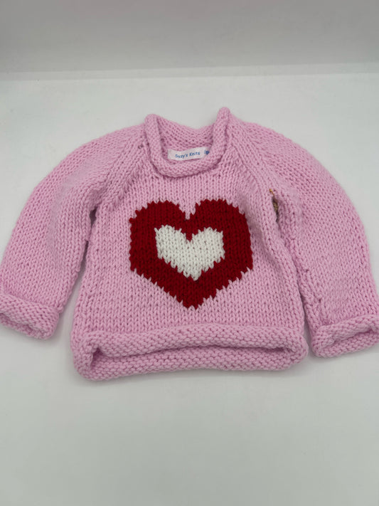 12 M Pink Pullover w/ Red/White Heart