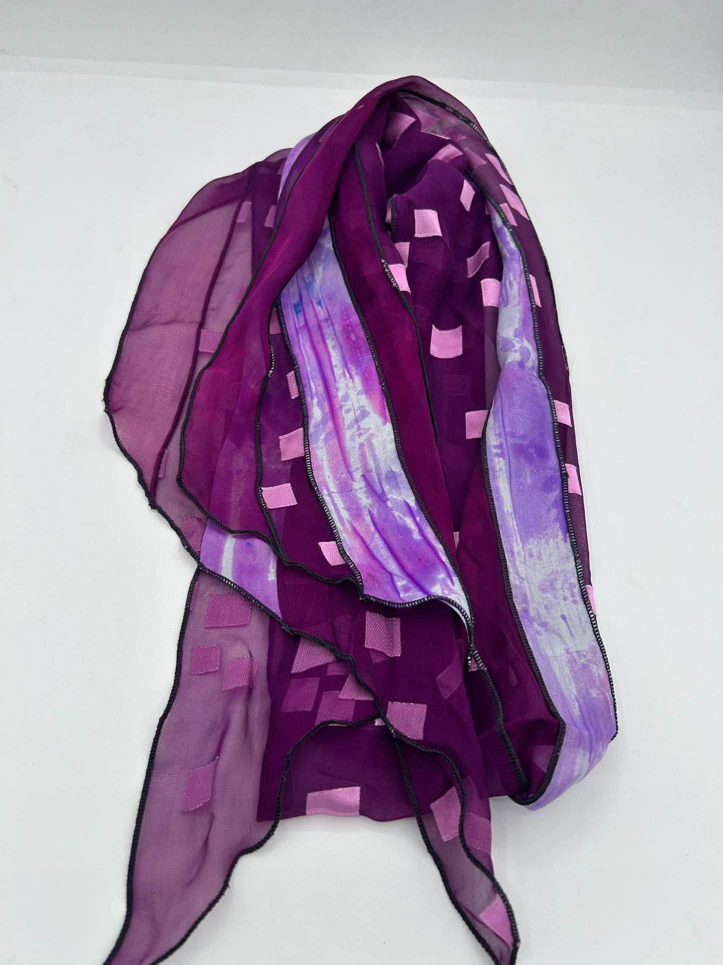 Raspberry Silk Collage Scarf