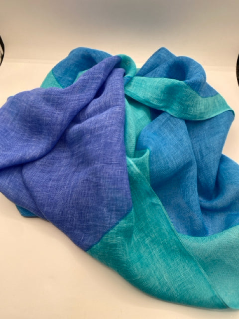 Aqua, Blue, & Peri Rocks Linen Scarf