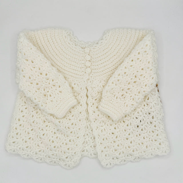 3 Y White Sparkle Acrylic Lace Crochet Matinee Jacket