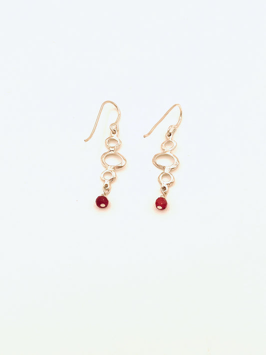 Three Open Oval Sterling Earrings with Raw Ruby