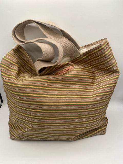Green and Gold Striped Tote Bag