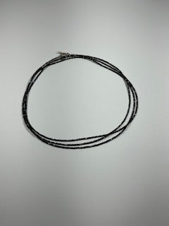 Mystic Black Spinel 2 mm, Hill Tribe Silver Necklace