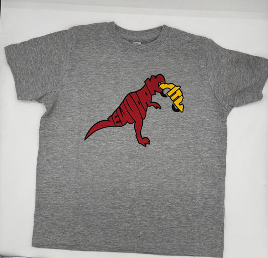 NYC Tee Rex Tee red/yellow on gray size 5-6Y
