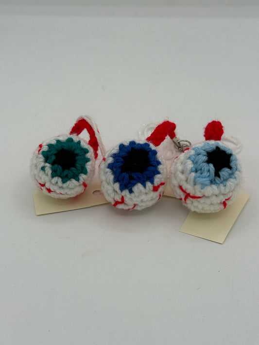Crocheted Eyeballs - Backpack charm or Keychain