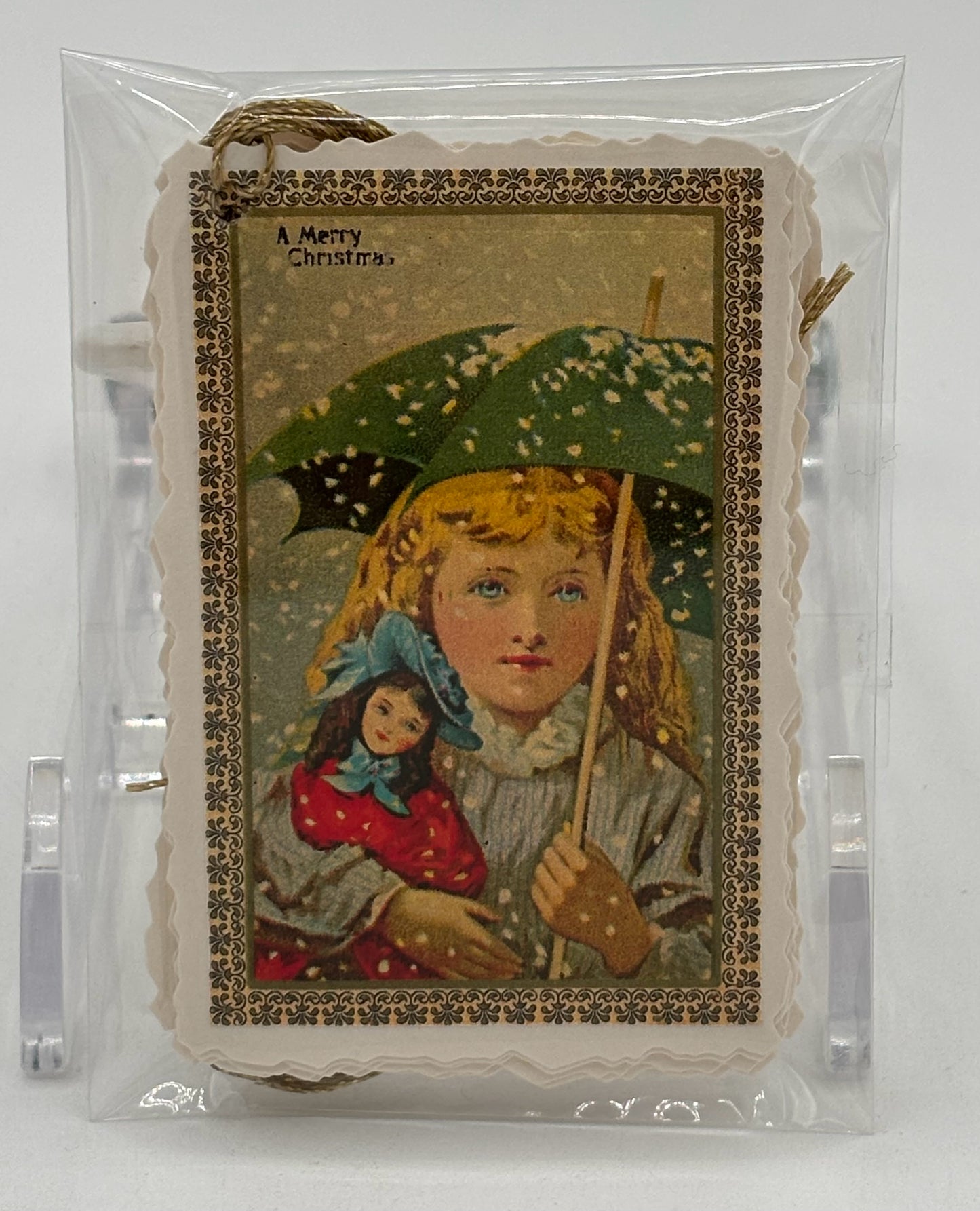 Girl In Snow With Doll 10-Pack Christmas Tags