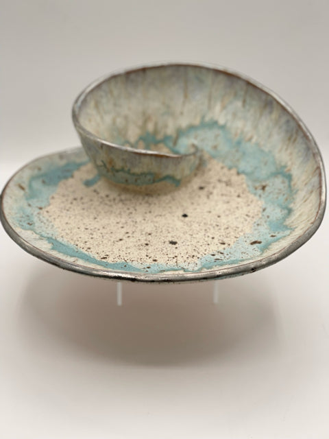 Large Blue Swirl Combo Bowl/Platter