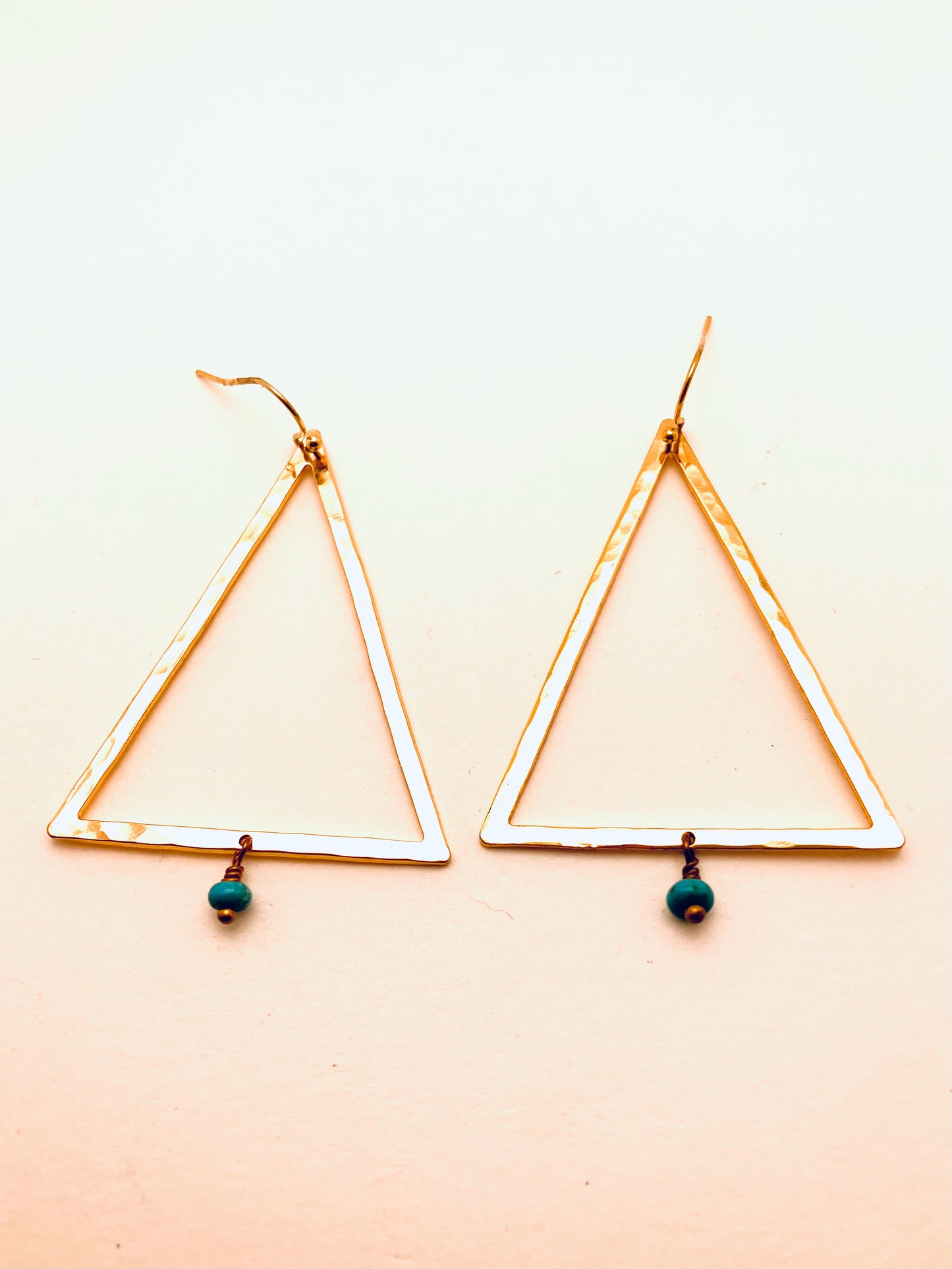 Triangle with Turquoise Beads Earrings