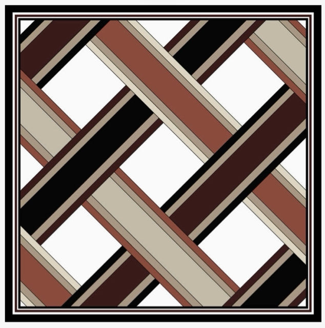 Brown Silk Square, Basketweave Stripessss