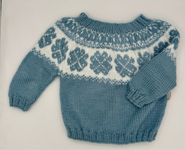 12-18 M Blue Acrylic Knit Fair Isle Pullover