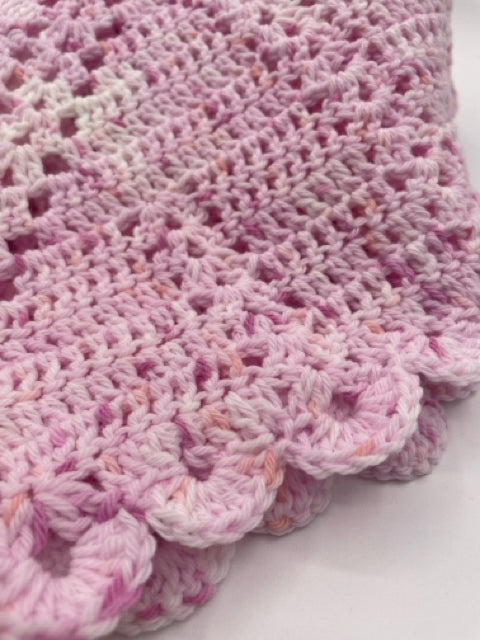 Pink Acrylic Crochet Baby Blanket
