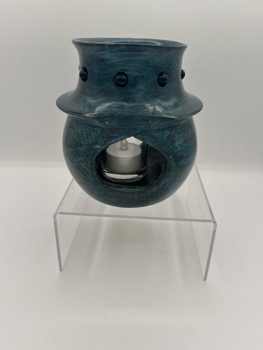 Blue Dyed Oak Votive Candle