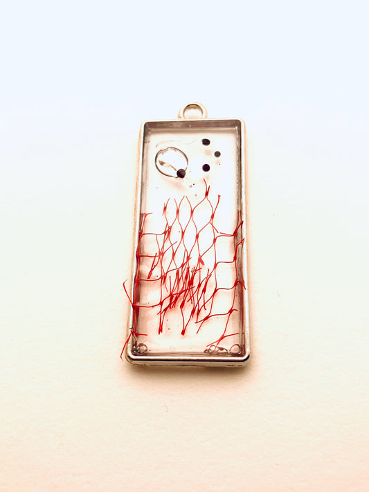 Small Resin Pendant, with Red and Black Dots