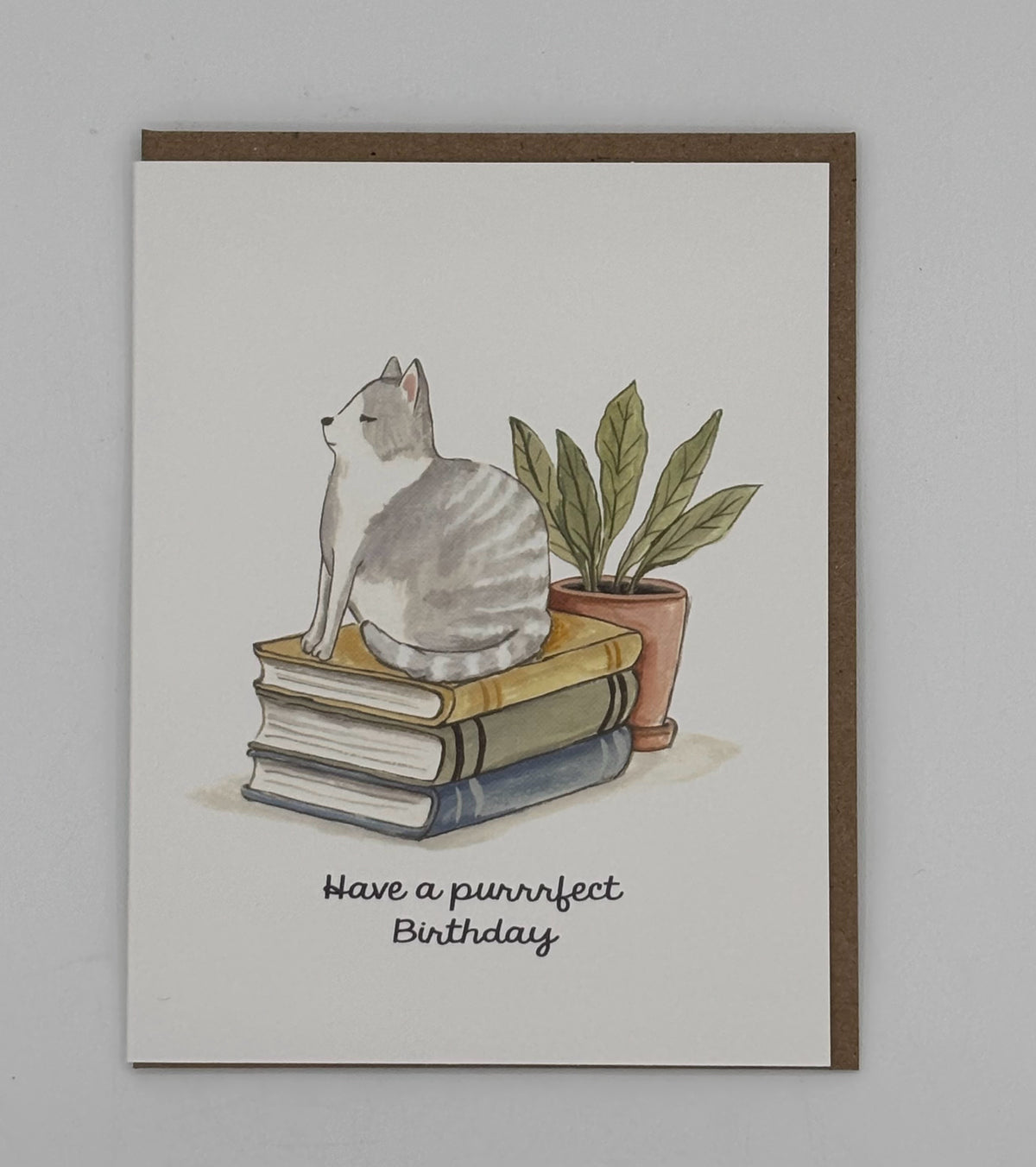 Perfect Cat on Books Birthday Card