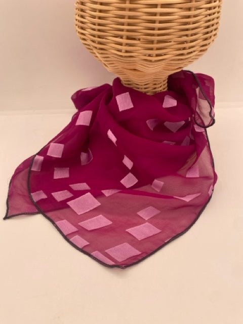 Magenta Squares Silk Scarf