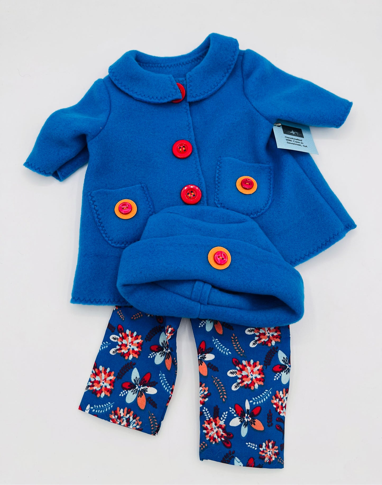 Turquoise Fleece Coat/Hat/Pants for 18" Doll