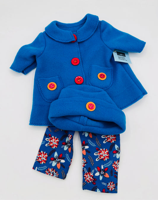 Turquoise Fleece Coat/Hat/Pants for 18" Doll