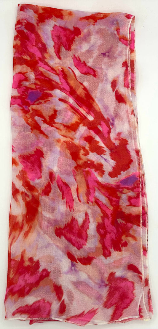 Orange, Pink, & White Abstract Poly Scarf