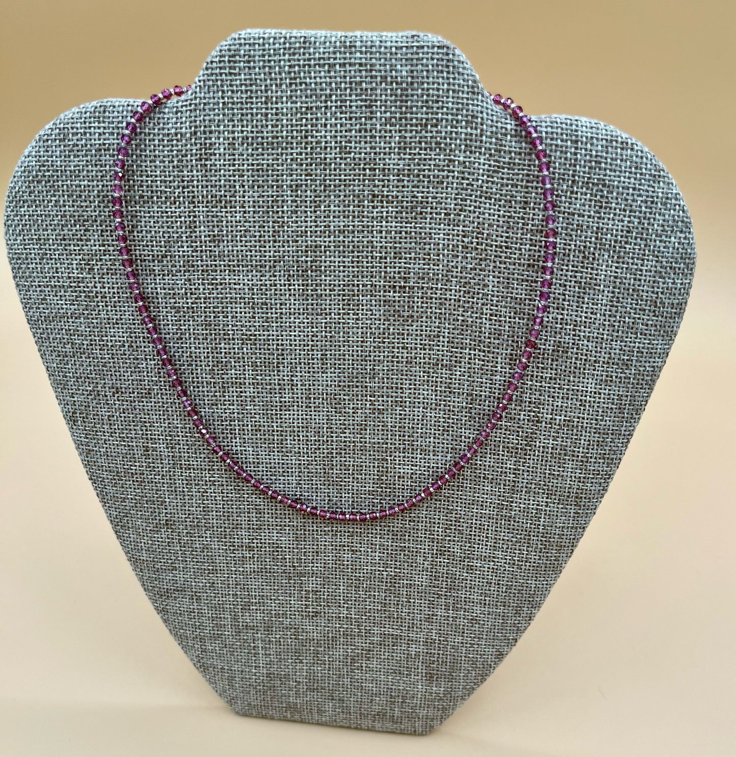 Garnet (Pink Rhodolite) and Silver Necklace