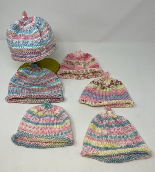 0-12 M Pastel Acrylic Blend Knit Baby Beanie