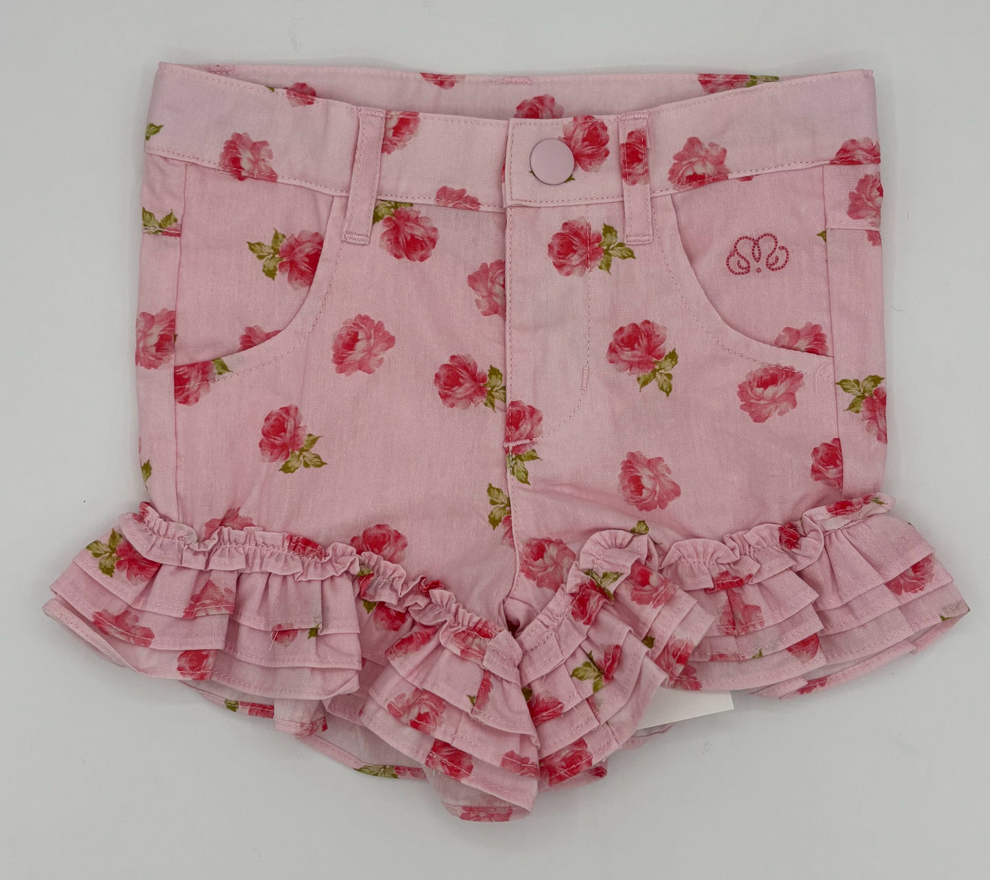 18 M Pink Shorts with Flowers and Ruffles