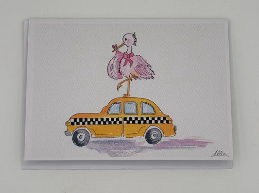Pink Baby Cab -  New Baby Card