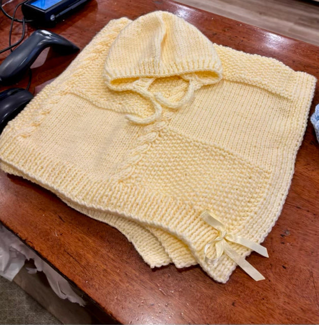 Pale Yellow Blanket and Bonnet Set