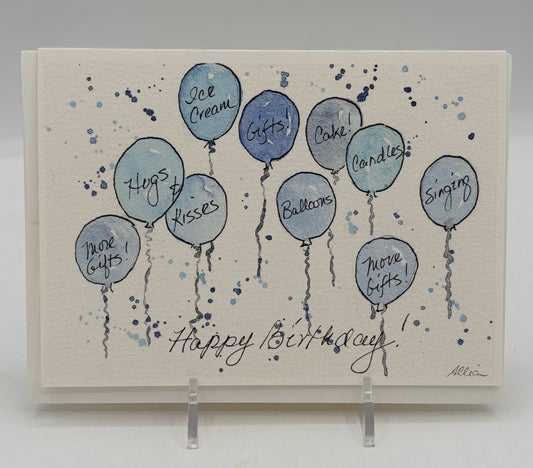 Blue Balloons Birthday Card