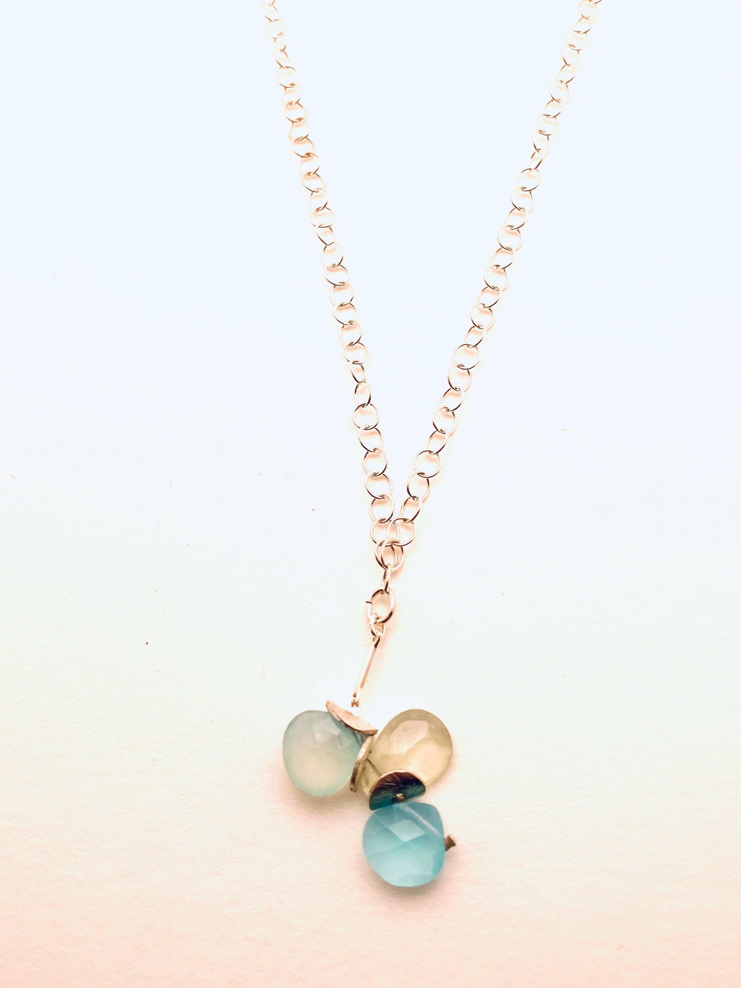 Signature Sterling Watercolor Chalcedony and Prehnite Pendant